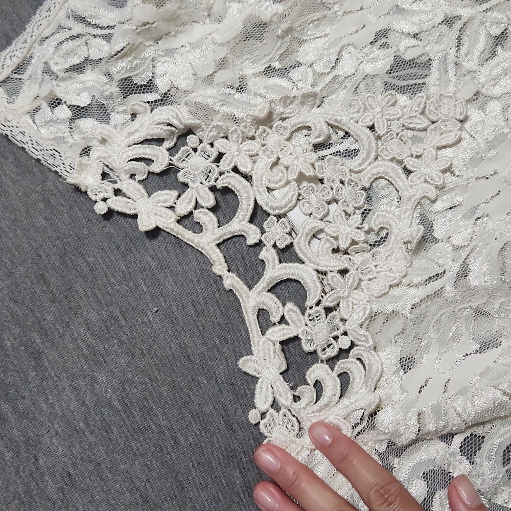 Vintage Sheer Floral Lacey Lingerie Ivory Cream Slip Chemise Tank Mini Dress - Picture 12 of 15